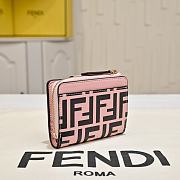 Kitlife Fendi FF Tri-fold Gold-tone Leather Wallet Black & Pink 33202 10x4x8cm - 4