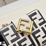 Kitlife Fendi FF Tri-fold Gold-tone Leather Wallet Black & White 33202 10x4x8cm - 4