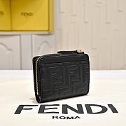 Kitlife Fendi FF Tri-fold Gold-tone Leather Wallet Black 33202 10x4x8cm  - 5