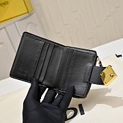 Kitlife Fendi FF Tri-fold Gold-tone Leather Wallet Black 33202 10x4x8cm  - 4