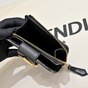 Kitlife Fendi FF Tri-fold Gold-tone Leather Wallet Black 33202 10x4x8cm  - 2