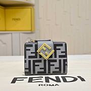 Kitlife Fendi FF Tri-fold Gold-tone Leather Wallet Black & Gray 33202 10x4x8cm - 1