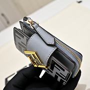 Kitlife Fendi FF Tri-fold Gold-tone Leather Wallet Black & Gray 33202 10x4x8cm - 5