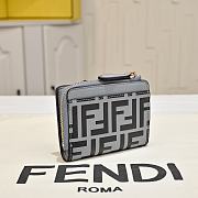 Kitlife Fendi FF Tri-fold Gold-tone Leather Wallet Black & Gray 33202 10x4x8cm - 4