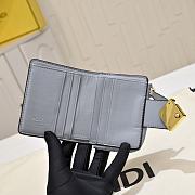 Kitlife Fendi FF Tri-fold Gold-tone Leather Wallet Black & Gray 33202 10x4x8cm - 3
