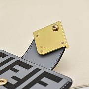 Kitlife Fendi FF Tri-fold Gold-tone Leather Wallet Black & Gray 33202 10x4x8cm - 2