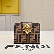 Kitlife Fendi FF Tri-fold Gold-tone Leather Wallet Black & Brown 33202 10x4x8cm  - 1