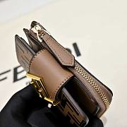 Kitlife Fendi FF Tri-fold Gold-tone Leather Wallet Black & Brown 33202 10x4x8cm  - 5