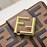 Kitlife Fendi FF Tri-fold Gold-tone Leather Wallet Black & Brown 33202 10x4x8cm  - 3