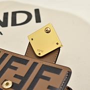 Kitlife Fendi FF Tri-fold Gold-tone Leather Wallet Black & Brown 33202 10x4x8cm  - 2