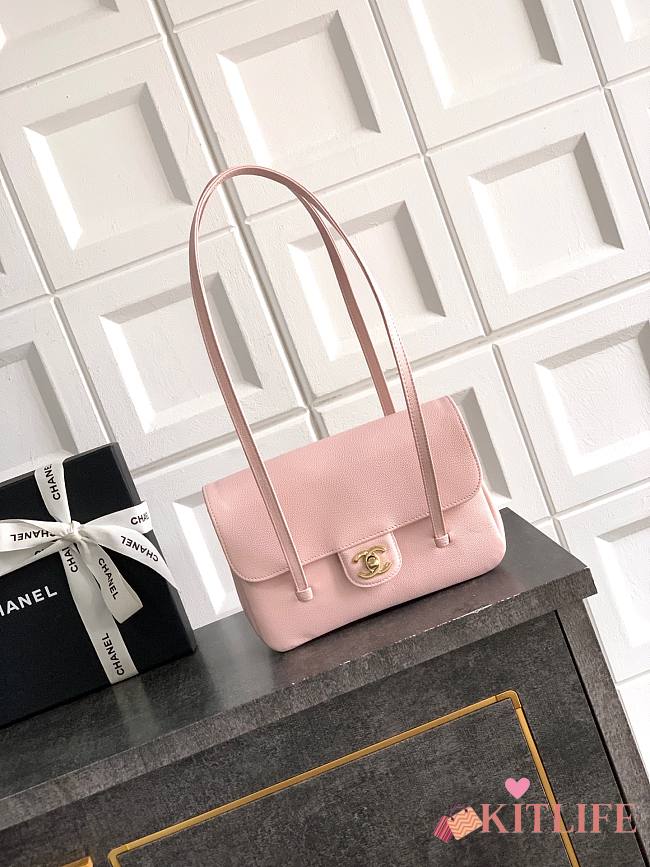 Kitlife Chanel 26P Flap Bag Pink Grained Shiny Calfskin AS6130 15x22x7cm - 1