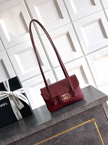 Kitlife Chanel 26P Flap Mini Bag Burgundy Grained Shiny Calfskin A5807 11.5×17x5cm