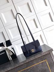 Kitlife Chanel 26P Flap Mini Bag Dark Blue Grained Shiny Calfskin A5807 11.5×17x5cm - 1