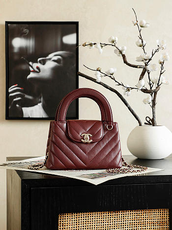Kitlife Chanel 26P Kelly Bag Burgundy AS4416 13x19x7cm