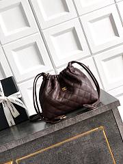 Kitlife Chanel Clutch With Dark Brown Leather Strap Black Lambskin 17x22x8cm - 1