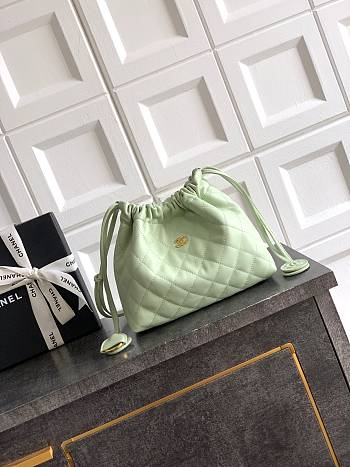 Kitlife Chanel Clutch With Green Leather Strap Black Lambskin 17x22x8cm 