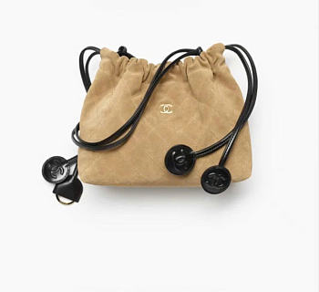Kitlife Chanel Clutch With Strap Beige Suede 17x22x8cm
