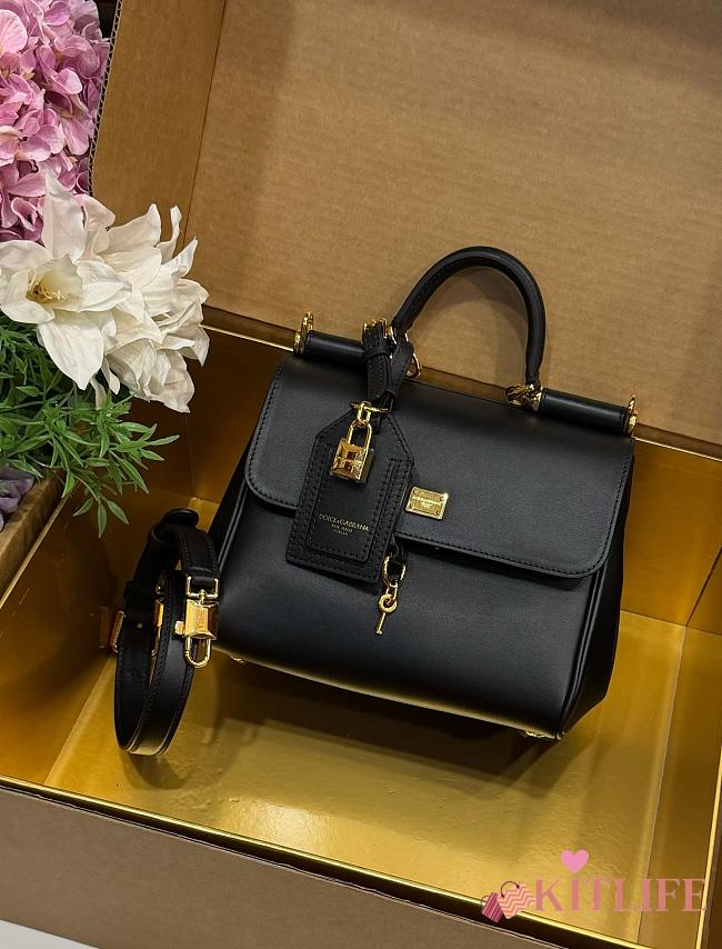 Kitlife Dolce & Gabbana Small My Sicily Handbag In Black Plongé Calfskin 19x21x14cm - 1