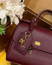 Kitlife Dolce & Gabbana Small My Sicily Handbag In Burgundy Plongé Calfskin 19x21x14cm - 3