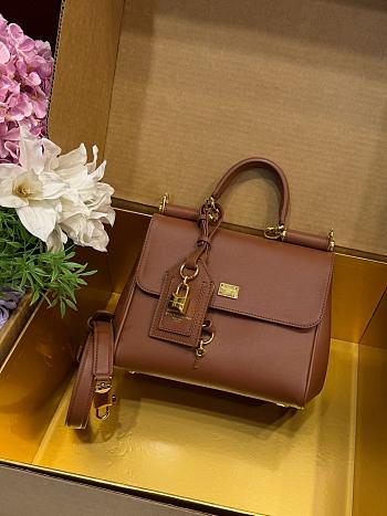 Kitlife Dolce & Gabbana Small My Sicily Handbag In Brown Plongé Calfskin 19x21x14cm