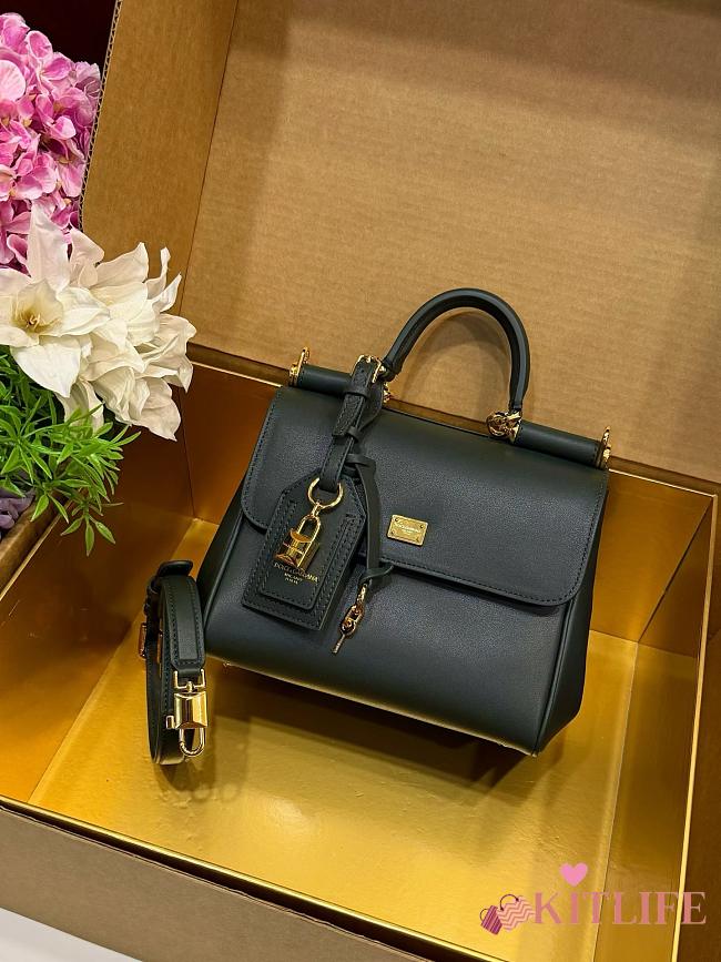 Kitlife Dolce & Gabbana Small My Sicily Handbag In Dark Green Plongé Calfskin 19x21x14cm - 1