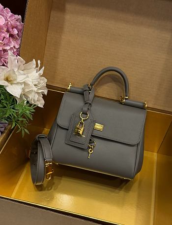 Kitlife Dolce & Gabbana Small My Sicily Handbag In Dark Gray Plongé Calfskin 19x21x14cm 