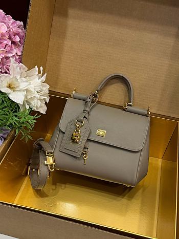 Kitlife Dolce & Gabbana Small My Sicily Handbag In Gray Plongé Calfskin 19x21x14cm 