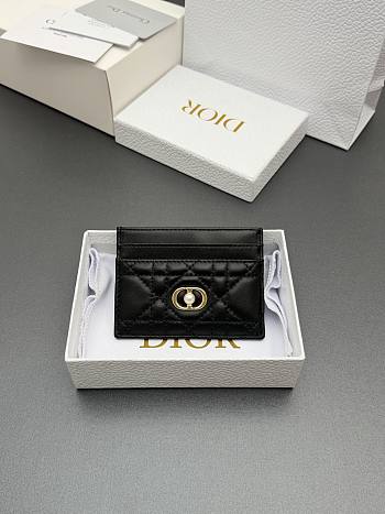 Kitlife Dior Jolie Freesia Card Holder Black Cannage Lambskin 11x7.5x3cm