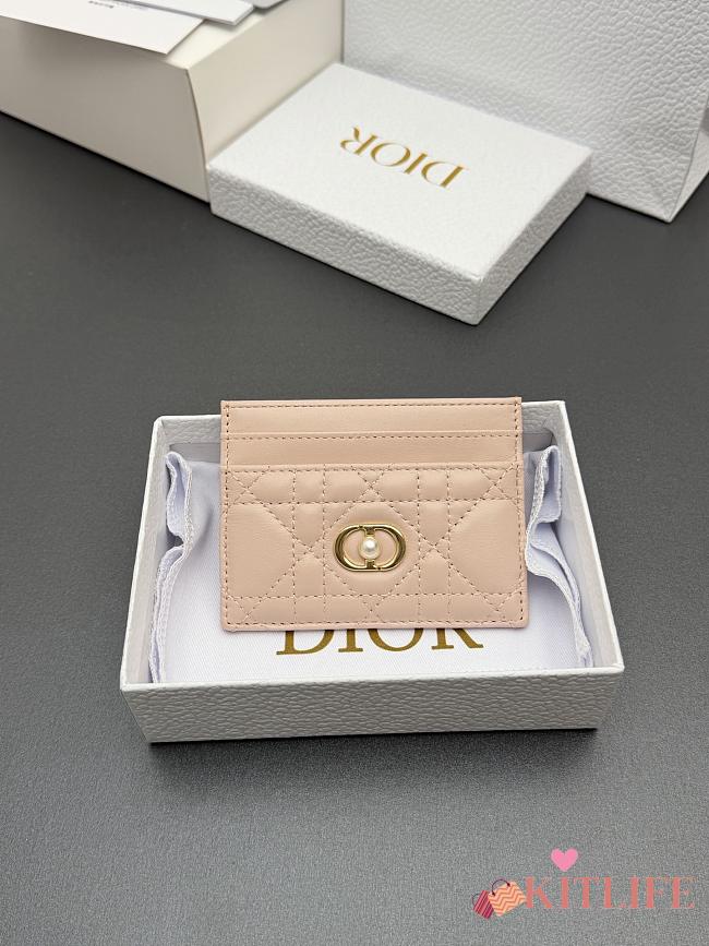 Kitlife Dior Jolie Freesia Card Holder Light Pink Cannage Lambskin 11x7.5x3cm  - 1