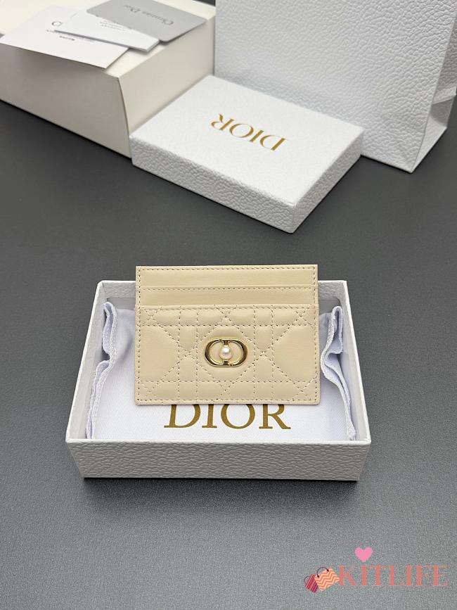 Kitlife Dior Jolie Freesia Card Holder Beige Cannage Lambskin 11x7.5x3cm - 1