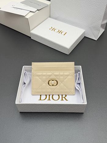 Kitlife Dior Jolie Freesia Card Holder Beige Cannage Lambskin 11x7.5x3cm