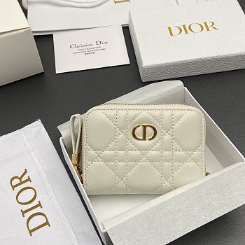 Kitlife Dior Caro Scarlet Wallet White Cannage Calfskin 11x7.5x3cm