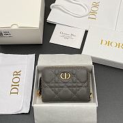 Kitlife Dior Caro Scarlet Wallet Dark Gray Cannage Calfskin 11x7.5x3cm - 1