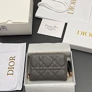 Kitlife Dior Caro Scarlet Wallet Dark Gray Cannage Calfskin 11x7.5x3cm - 4