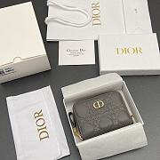 Kitlife Dior Caro Scarlet Wallet Dark Gray Cannage Calfskin 11x7.5x3cm - 2