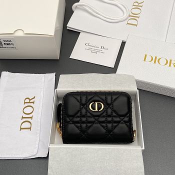 Kitlife Dior Caro Scarlet Wallet Black Cannage Calfskin 11x7.5x3cm