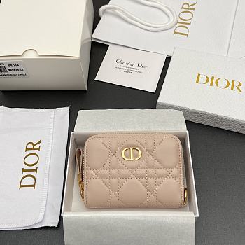 Kitlife Dior Caro Scarlet Wallet Light Pink Cannage Calfskin 11x7.5x3cm