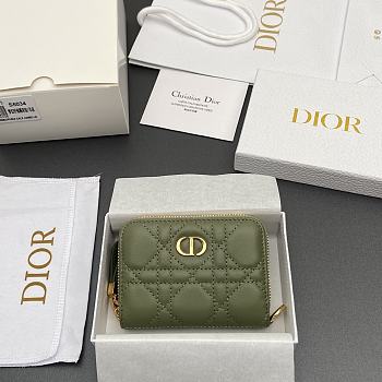 Kitlife Dior Caro Scarlet Wallet Green Cannage Calfskin 11x7.5x3cm