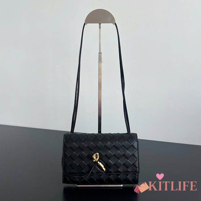Kitlife Bottega Veneta Andiamo Pouch on Strap Black 836940 19x13x2cm - 1