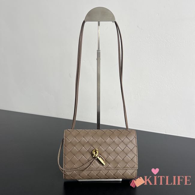 Kitlife Bottega Veneta Andiamo Pouch on Strap Light Brown 836940 19x13x2cm  - 1