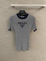 Kitlife Prada Letter Striped Top Dark Blue & White - 1