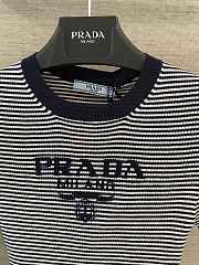 Kitlife Prada Letter Striped Top Dark Blue & White - 3