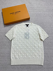 Kitlife Louis Vuitton Embroidered Monogram Knit Top Off-white - 1