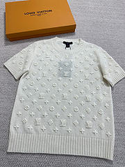 Kitlife Louis Vuitton Embroidered Monogram Knit Top Off-white - 3