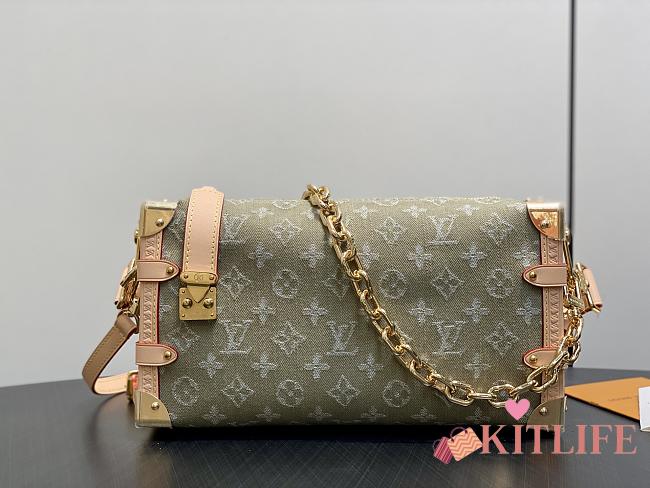 Kitlife Louis Vuitton Side Trunk MM East West Bag Green Denim M27451 28x15x7cm - 1
