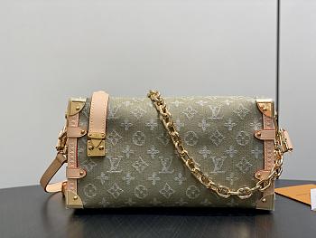 Kitlife Louis Vuitton Side Trunk MM East West Bag Green Denim M27451 28x15x7cm