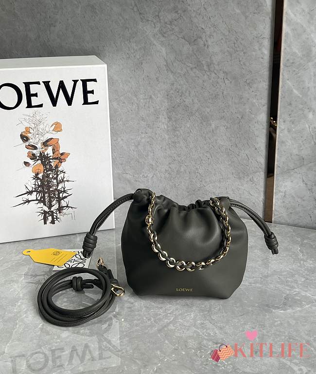 Kitlife Loewe Mini Flamenco Purse Bag Khaki Green 23x5.5x17cm - 1