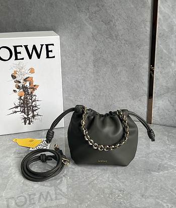 Kitlife Loewe Mini Flamenco Purse Bag Khaki Green 23x5.5x17cm