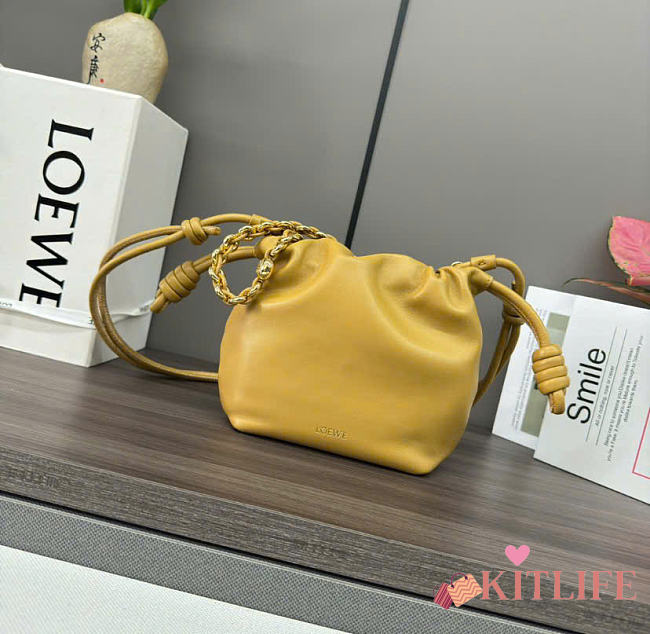 Kitlife Loewe Mini Flamenco Purse Bag Yellow 23x5.5x17cm - 1