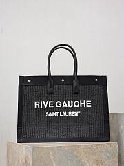 Kitlife Saint Laurent Rive Gauche Tote Bag in Black Raffia 509415 48×36×16cm - 1